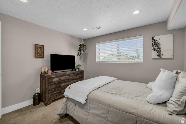 1411 E Elm Leaf Cv, Salt Lake City, UT 84117 - carpeted bedroom with recessed lighting, visible vents, baseboards, and a textured ceiling