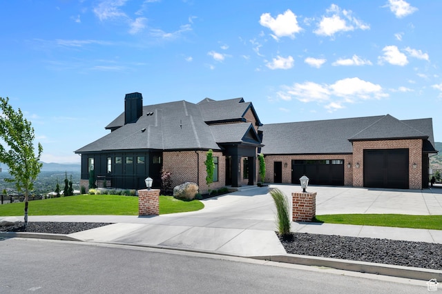 3878 W Oak Hill Dr, Alpine, UT 84004 - view of front of property with brick siding, a garage, concrete driveway, and a shingled roof