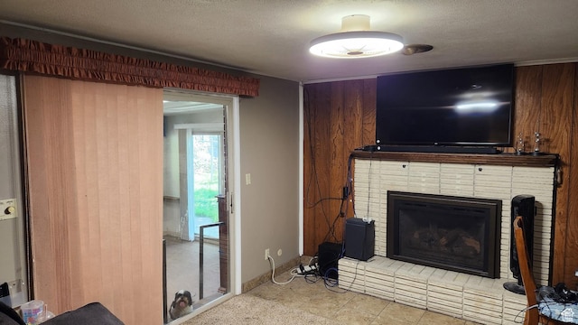 1981 W 3825 S, Roy, UT 84067 - living area with baseboards, a fireplace, and a textured ceiling