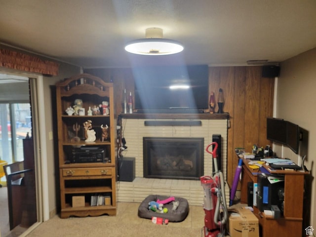 1981 W 3825 S, Roy, UT 84067 - living room featuring a fireplace and carpet floors