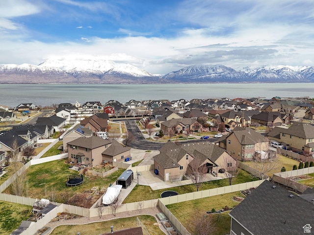 3857 S Windlass Rd W, Saratoga Springs, UT 84045 - birds eye view of property featuring a residential view and a water and mountain view
