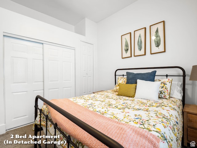 carpeted bedroom with a closet