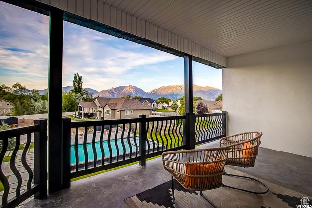 balcony with a mountain view