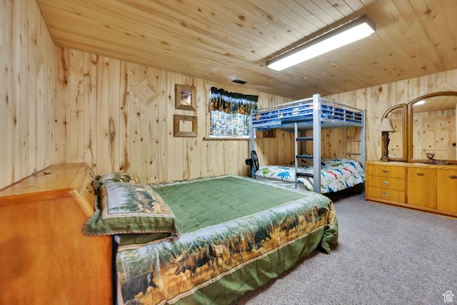 600 E 200 N, Mount Pleasant, UT 84647 - carpeted bedroom featuring wood walls and wooden ceiling