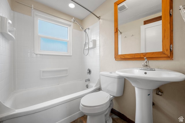 181 S 450 E, Clearfield, UT 84015 - bathroom featuring recessed lighting, toilet, tub / shower combination, and visible vents