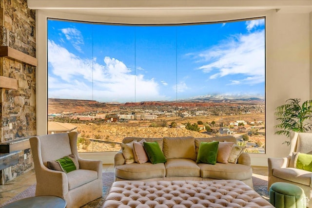 2255 S Hill Rd Unit 14, St George, UT 84790 - living area with a stone fireplace
