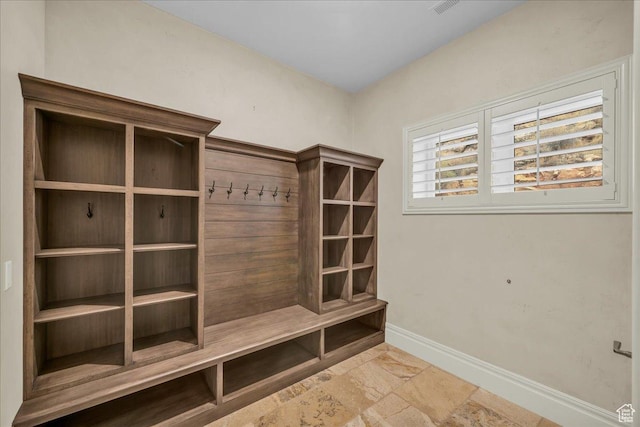 2255 S Hill Rd Unit 14, St George, UT 84790 - mudroom featuring visible vents, baseboards, and stone tile flooring