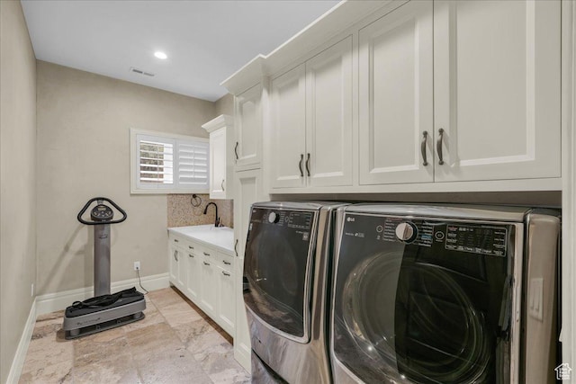 2255 S Hill Rd Unit 14, St George, UT 84790 - washroom with washer and dryer, cabinet space, visible vents, and baseboards