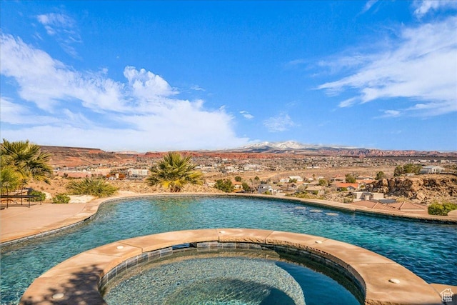 2255 S Hill Rd Unit 14, St George, UT 84790 - pool featuring a patio area, a mountain view, and an in ground hot tub