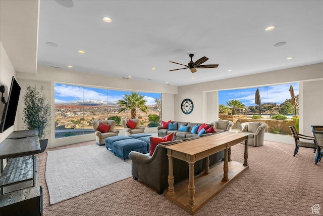 2255 S Hill Rd Unit 14, St George, UT 84790 - living room featuring recessed lighting, plenty of natural light, and ceiling fan