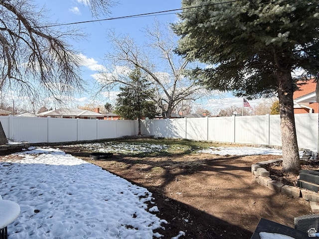 1054 34th St, Ogden, UT 84403 - yard layered in snow featuring a fenced backyard