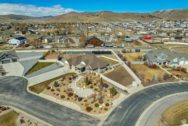 1879 E Tickville Cir, Eagle Mountain, UT 84005 - birds eye view of property featuring a mountain view and a residential view