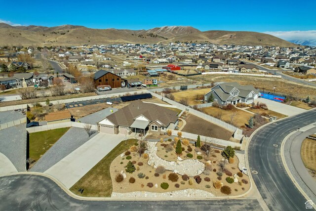 1879 E Tickville Cir, Eagle Mountain, UT 84005 - aerial view with a mountain view and a residential view
