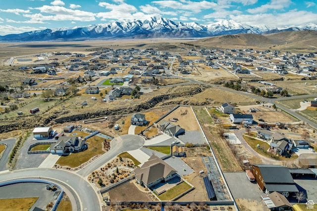 1879 E Tickville Cir, Eagle Mountain, UT 84005 - birds eye view of property with a residential view and a mountain view