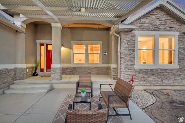1879 E Tickville Cir, Eagle Mountain, UT 84005 - exterior space with a pergola and an outdoor living space