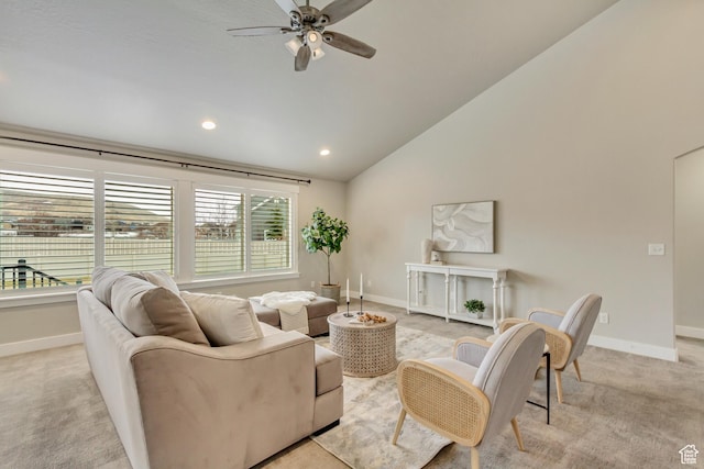 1879 E Tickville Cir, Eagle Mountain, UT 84005 - living room with light colored carpet, ceiling fan, and baseboards