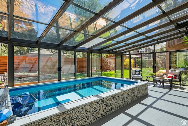 1919 E Baywood Dr, Holladay, UT 84117 - pool featuring a patio, a fenced backyard, and glass enclosure