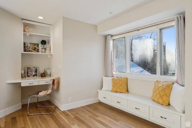 1919 E Baywood Dr, Holladay, UT 84117 - living area featuring recessed lighting, built in study area, light wood-style flooring, and baseboards