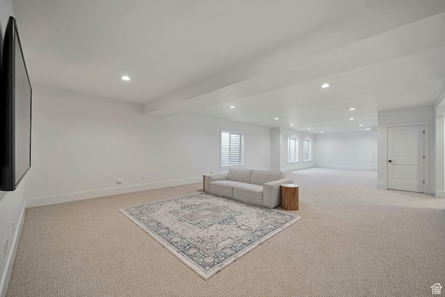 563 W Founders Blvd Unit 90, Saratoga Springs, UT 84045 - living area featuring light carpet, recessed lighting, and baseboards