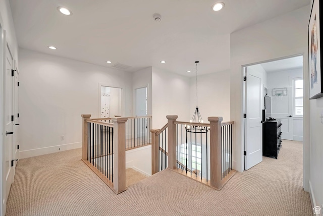 563 W Founders Blvd Unit 90, Saratoga Springs, UT 84045 - hall featuring an upstairs landing, carpet flooring, recessed lighting, and baseboards