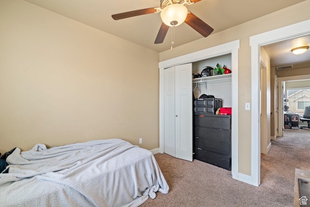 2043 W 1080 N, Provo, UT 84604 - bedroom featuring carpet, visible vents, baseboards, ceiling fan, and a closet