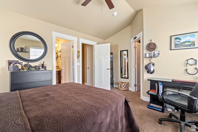 2043 W 1080 N, Provo, UT 84604 - bedroom featuring ceiling fan, baseboards, carpet, and vaulted ceiling