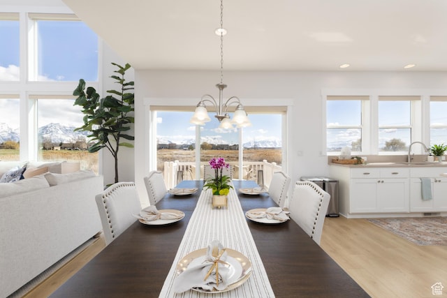 777 S Lake View Dr, Vineyard, UT 84059 - dining room with recessed lighting, light wood-style floors, and an inviting chandelier