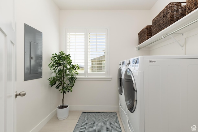 777 S Lake View Dr, Vineyard, UT 84059 - washroom with washer and dryer, laundry area, electric panel, and baseboards