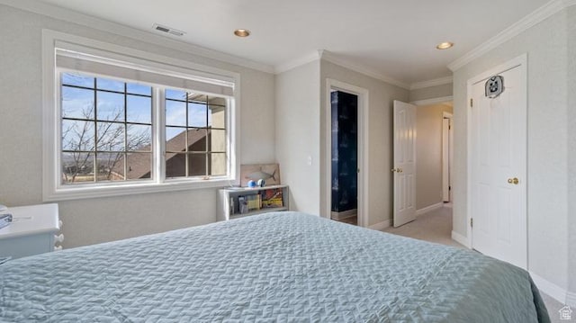 315 Stonehenge, Providence, UT 84332 - bedroom with crown molding, recessed lighting, baseboards, and visible vents