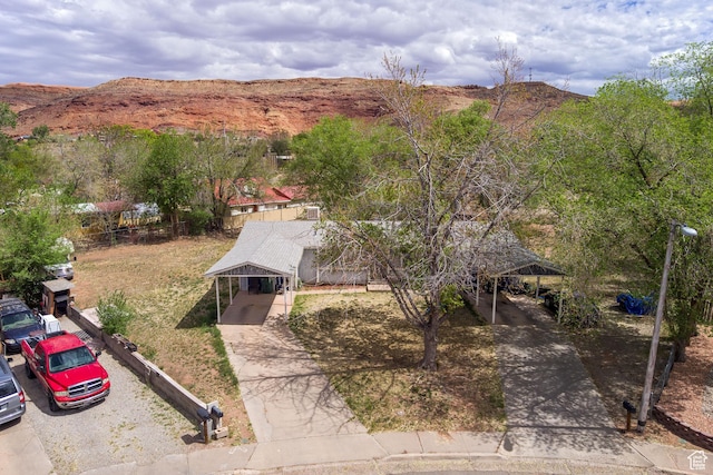 aerial view featuring a mountain view