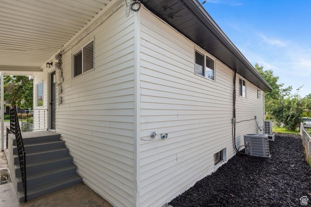view of property exterior featuring central AC unit