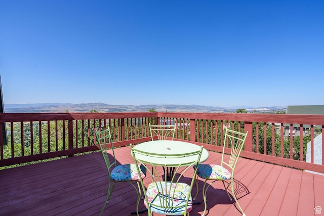 deck featuring a mountain view