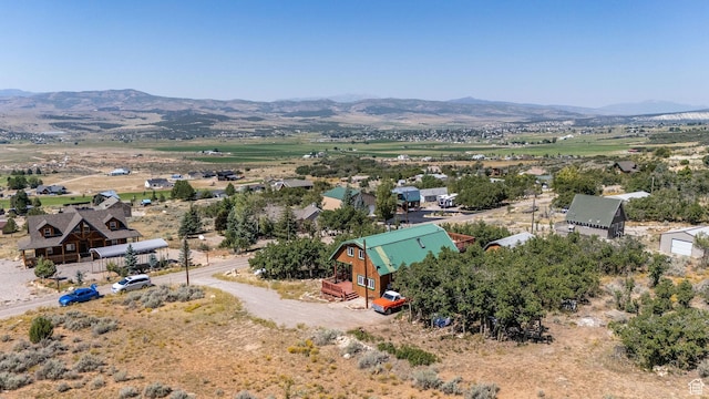 drone / aerial view with a mountain view