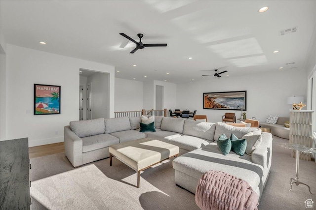 2904 E Stonedale Dr, St George, UT 84790 - living area featuring visible vents, recessed lighting, baseboards, and ceiling fan