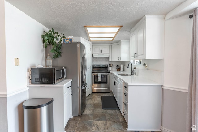 1101 S 900 E Unit 212, Provo, UT 84606 - kitchen with a sink, stainless steel appliances, white cabinets, under cabinet range hood, and tasteful backsplash