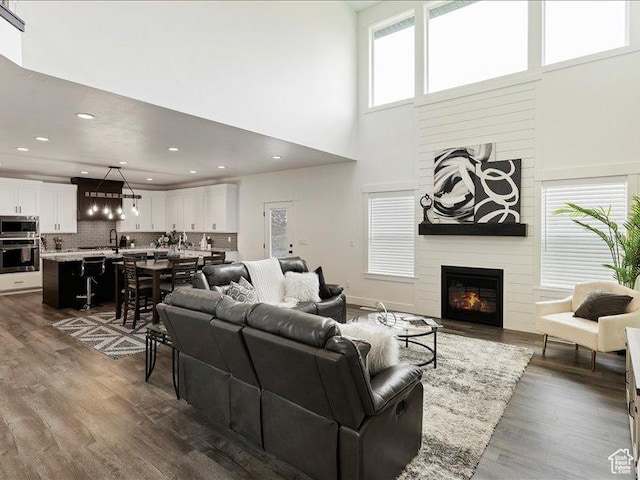 170 W 825 S, Willard, UT 84340 - living room featuring a wealth of natural light, dark wood finished floors, and a fireplace