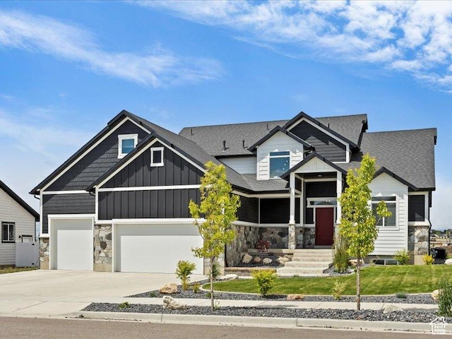 170 W 825 S, Willard, UT 84340 - craftsman-style house featuring driveway, a garage, board and batten siding, and stone siding