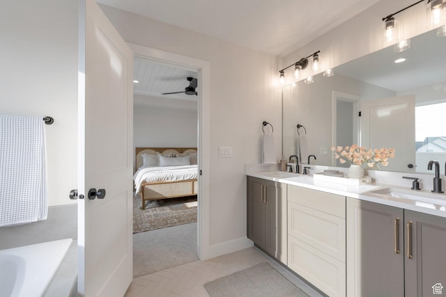 2123 N 520 W, Centerville, UT 84014 - full bathroom featuring a sink, ceiling fan, ensuite bath, and double vanity