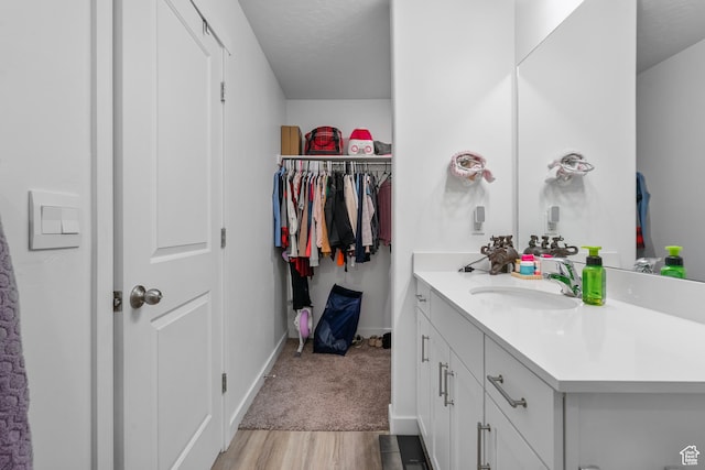 1027 E Reef Dr, Saratoga Springs, UT 84045 - bathroom featuring vanity, wood finished floors, and baseboards