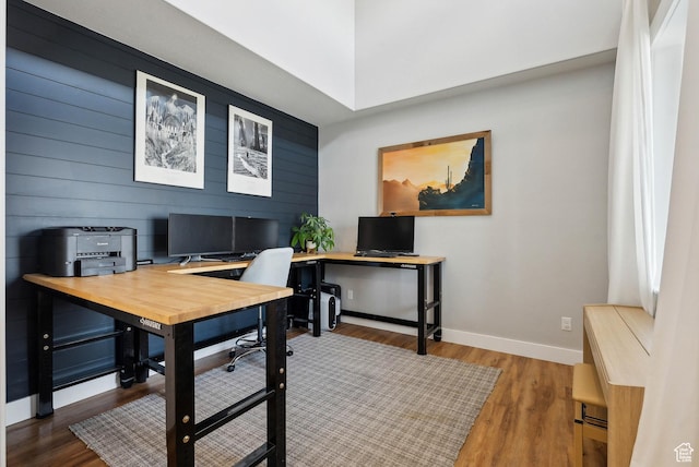 9227 N Horizon Dr, Eagle Mountain, UT 84005 - office area featuring baseboards and wood finished floors