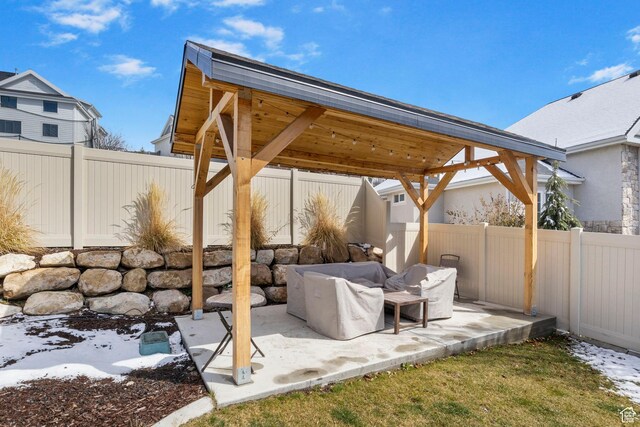764 E 760 S, Pleasant Grove, UT 84062 - view of patio / terrace with a gazebo, a fenced backyard, and an outdoor hangout area