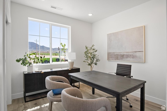 336 W Rosie Loop Unit 45W, Cedar City, UT 84721 - office area featuring plenty of natural light, wood finished floors, a mountain view, baseboards, and recessed lighting
