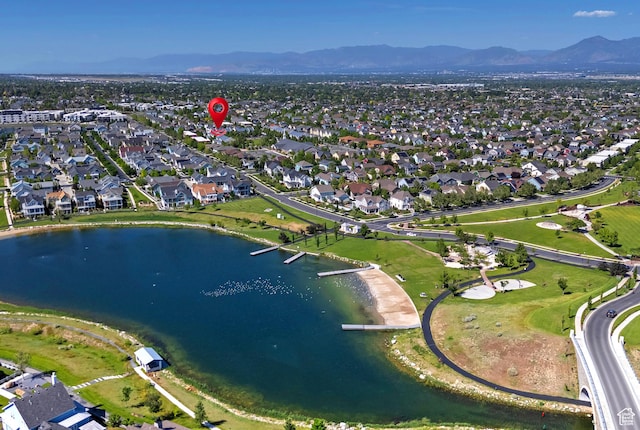 4532 W Cave Run Ln S, South Jordan, UT 84009 - aerial view of property's location featuring a water and mountain view and nearby suburban area