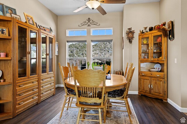 846 S 800 E, New Harmony, UT 84757 - dining room with dark wood-style floors, baseboards, and ceiling fan