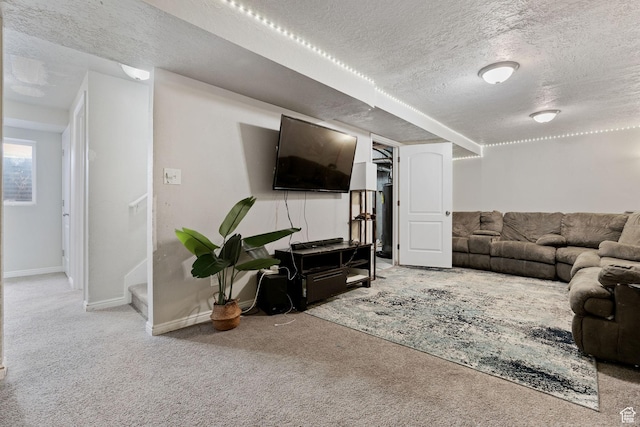 5623 Brandy Wine St, Taylorsville, UT 84118 - carpeted living room featuring baseboards and a textured ceiling