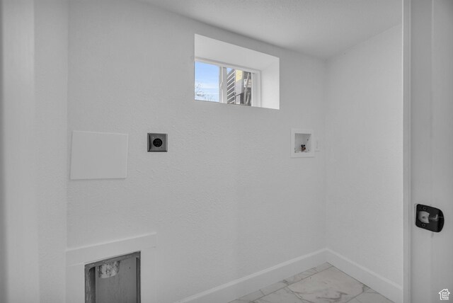 590 E 7th St, Ogden, UT 84404 - washroom with marble finish floor, washer hookup, baseboards, hookup for an electric dryer, and laundry area