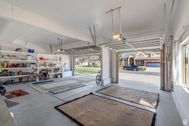 garage with a garage door opener