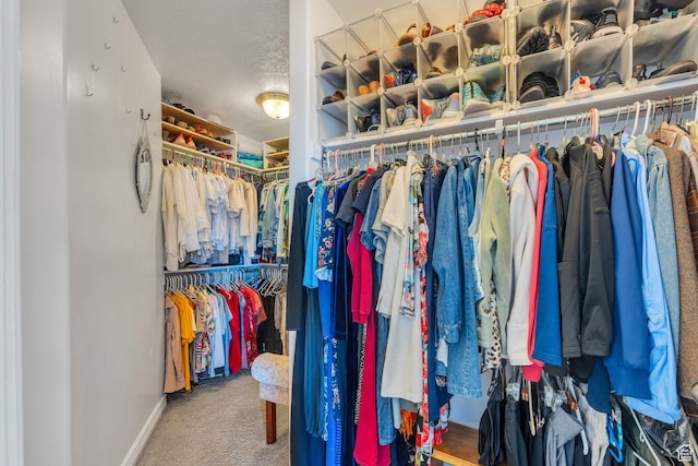 walk in closet featuring carpet