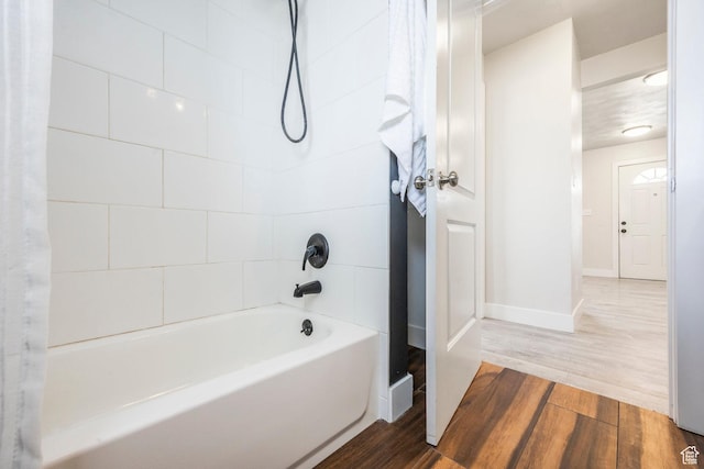 3061 W 13800 S, Bluffdale, UT 84065 - full bath with baseboards, bathing tub / shower combination, and wood finished floors
