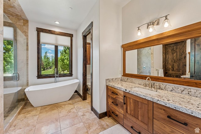 1075 N Oquirrh Mountain Dr Unit 64, Heber City, UT 84032 - full bathroom with a soaking tub, vanity, and recessed lighting